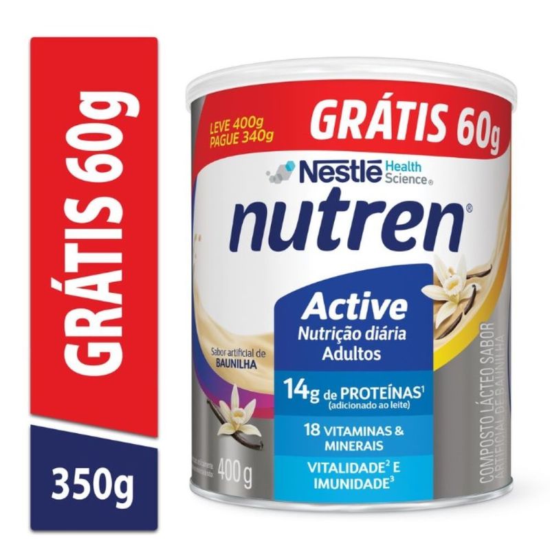 Composto Lacteo Baunilha Nutren Active Lata Leve 400g Pague 340g