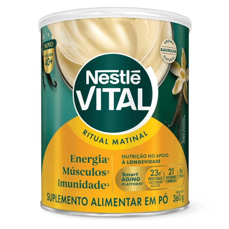 Suplemento Alimentar Em Pó Baunilha Nestle Vital Ritual Matinal 40 Lata 360g