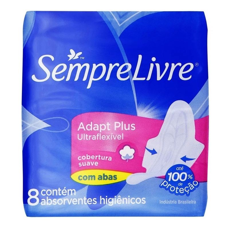 Absorvente S Livre Adapt Plus Flex com Abas 8 un