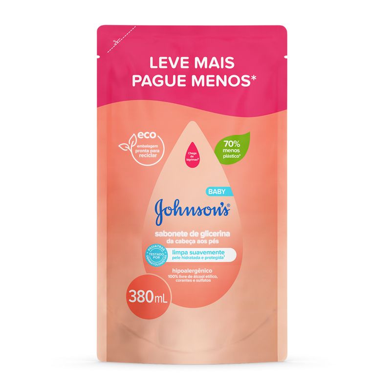 Sabonete Liquido Infantil Johnson's Baby Da Cabeca Aos Pes Glicerina Refil Com 380ml
