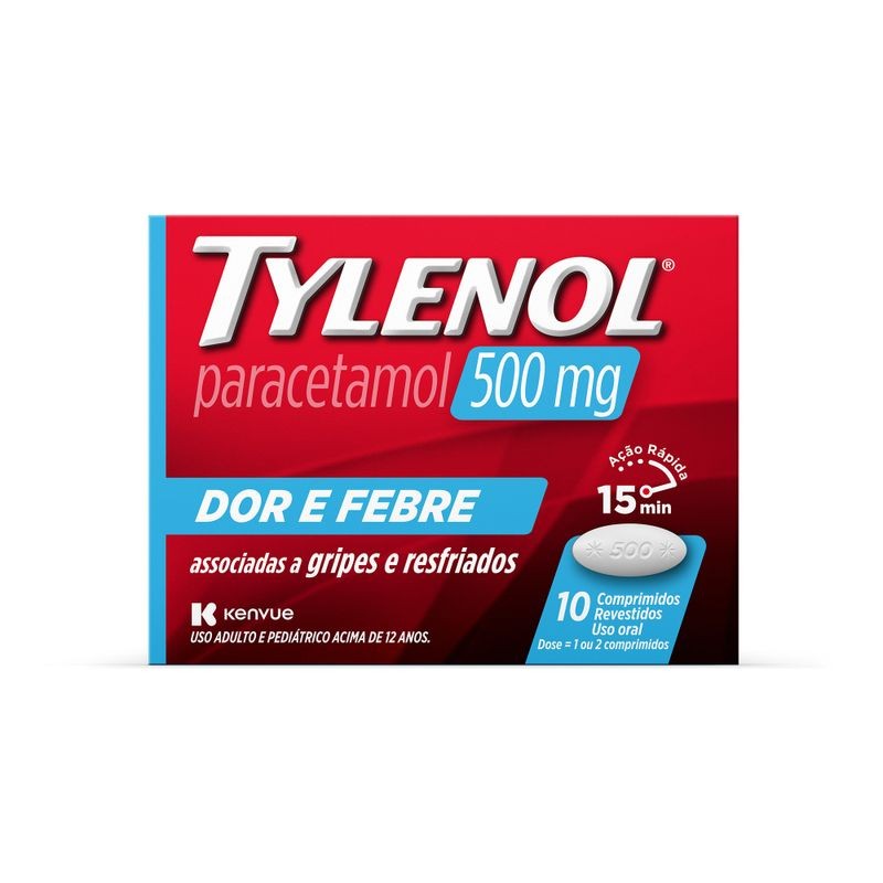 Tylenol 500mg Caixa 10 Comprimidos Revestidos