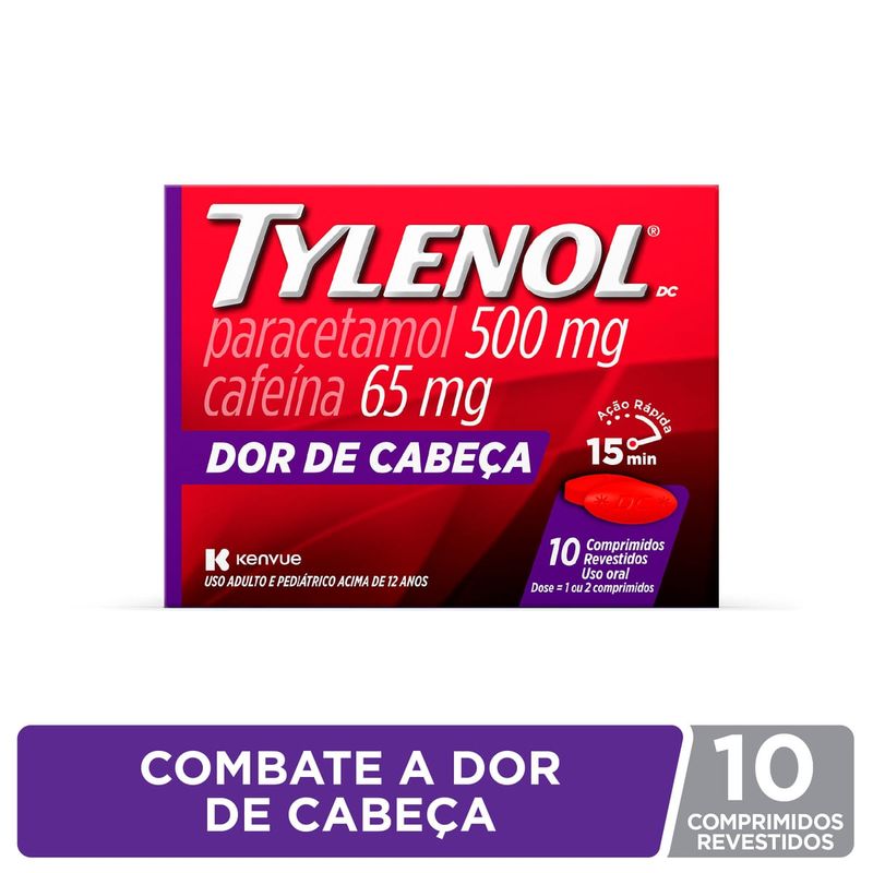 Tylenol Dc 500mg + 65mg Caixa 10 Comprimidos Revestidos