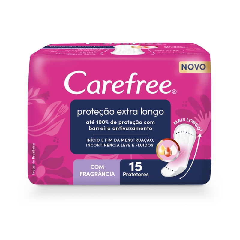 Protetor Diario Carefree Extra Longo Com Fragrancia 15 Unidades