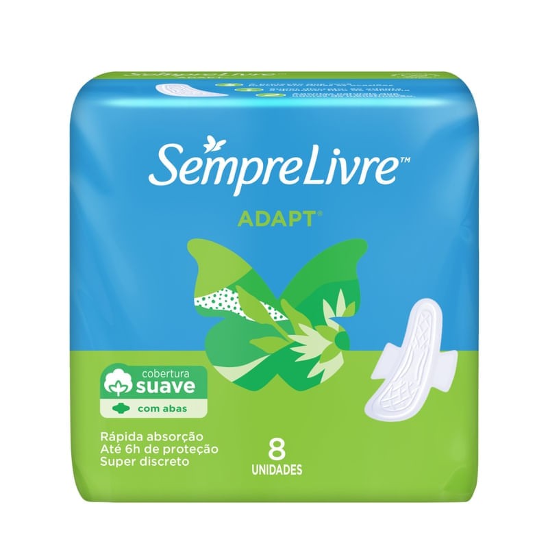 Absorvente S Livre Esp com Abas Adapt 8 un