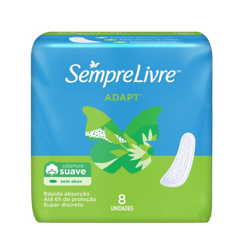 Absorvente S Livre Esp Adapt sem Abas 8 un