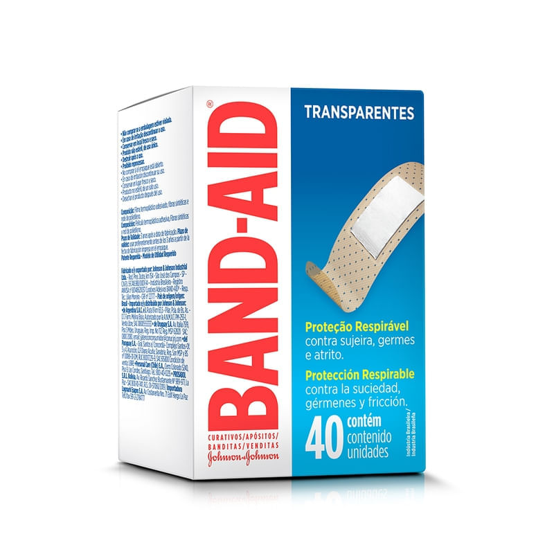 Curativo Band-Aid Transparente Respiravel Com 40