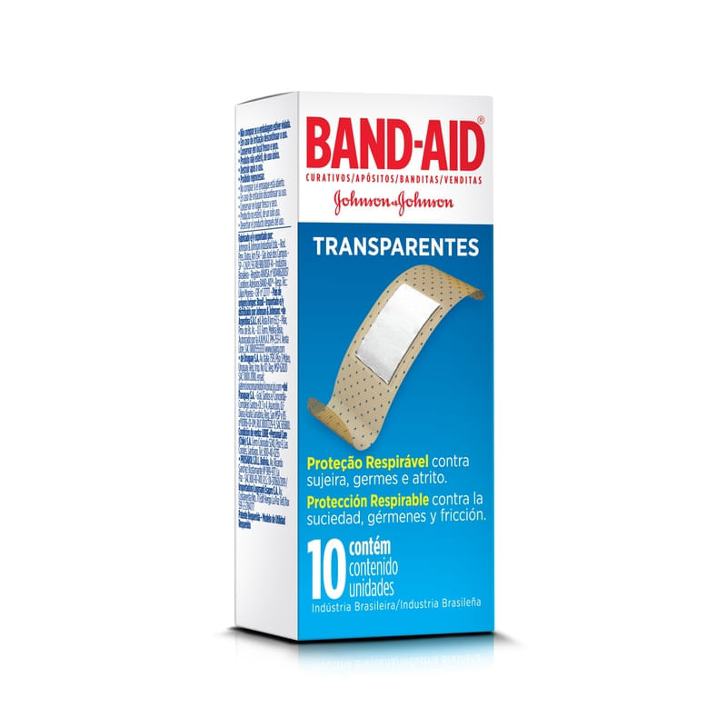 Curativo Band-Aid Transparente Respiravel Com 10