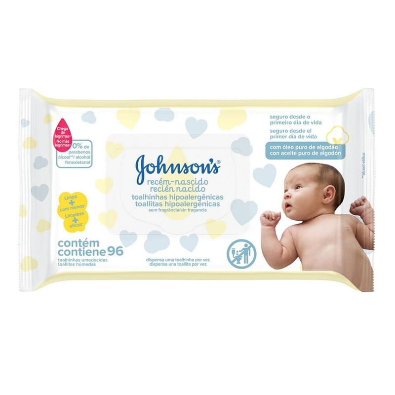 Lenco J&J Baby Umedecidos Recem Nascido Com 96 Unidades