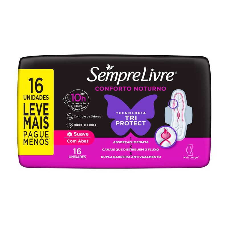 Absorvente S Livre Noturno Suave Lv16pg14