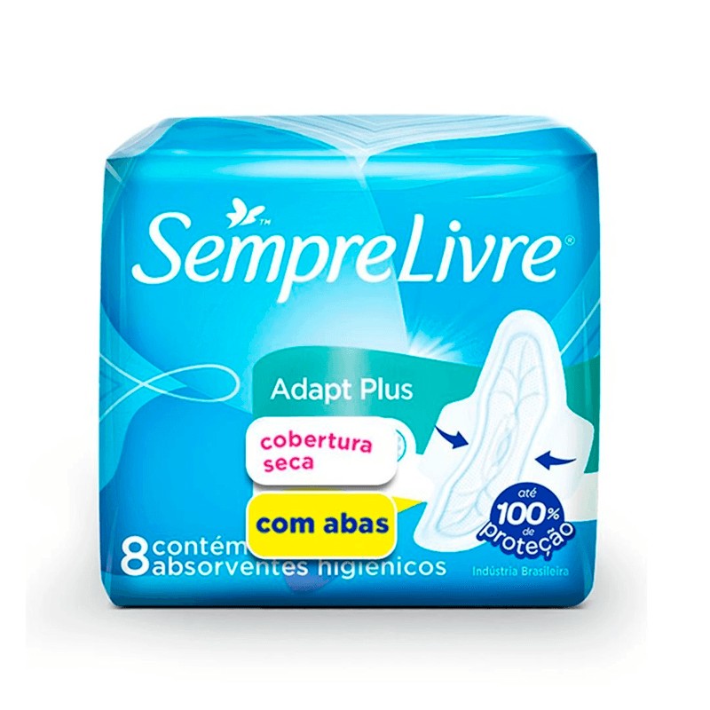 Absorvente S Livre com Abas 8 un Adapt Plus Seca