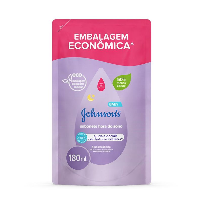 Sabonete Bebe Liquido Johnson's Hora Do Sono Sache 180ml Refil Embalagem Economica