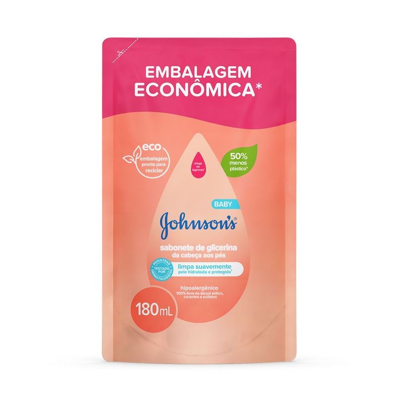 Sabonete Liquido Da Cabeca Aos Pes Johnson's Baby Sache 180ml Refil Embalagem Economica
