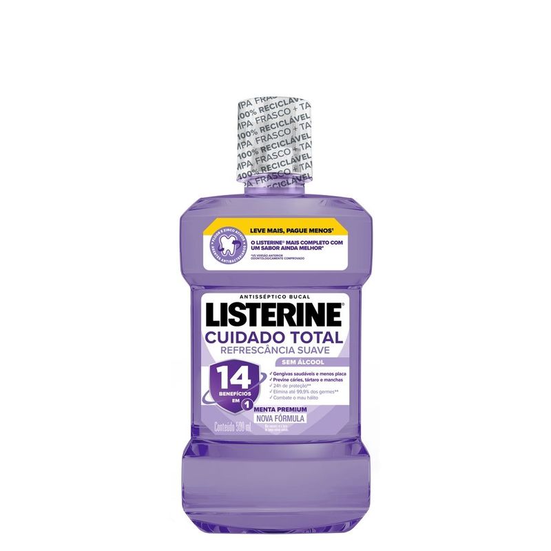 Listerine Antisséptico Cuidado Total Zero Alcool 500ml