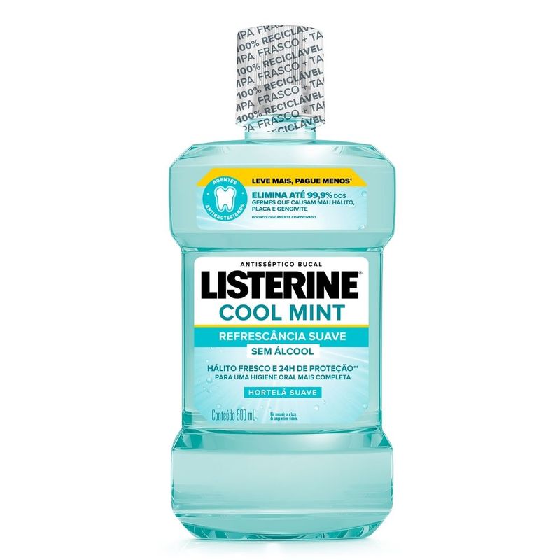 Listerine Antisséptico Cool Mint Zero Alcool 500ml