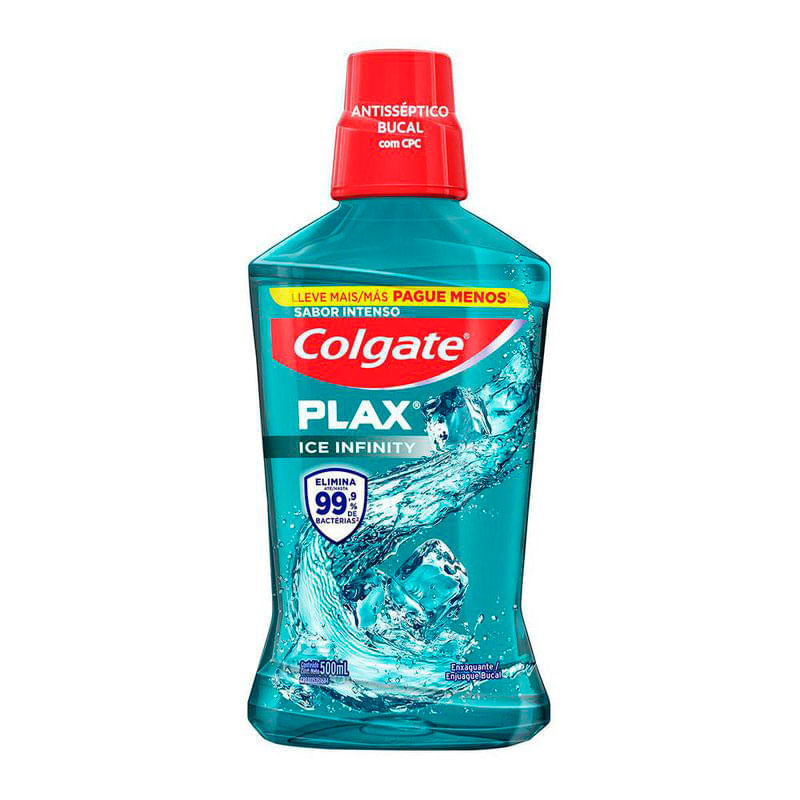 Enxaguante Bucal Plax Ice Infinity Sem Alcool Colgate Leve 500ml Pague 350ml
