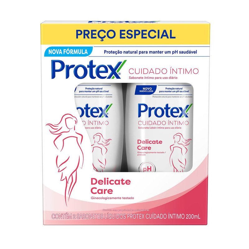 Pack Sabonete Liquido Intimo Delicate Care Protex Cuidado Intimo Frasco 200ml Cada Leve 400ml Pague 300ml
