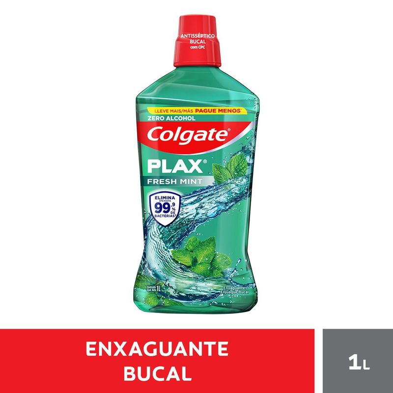 Enxaguante Bucal Plax Fresh Mint Leve 1000ml Pague 750ml