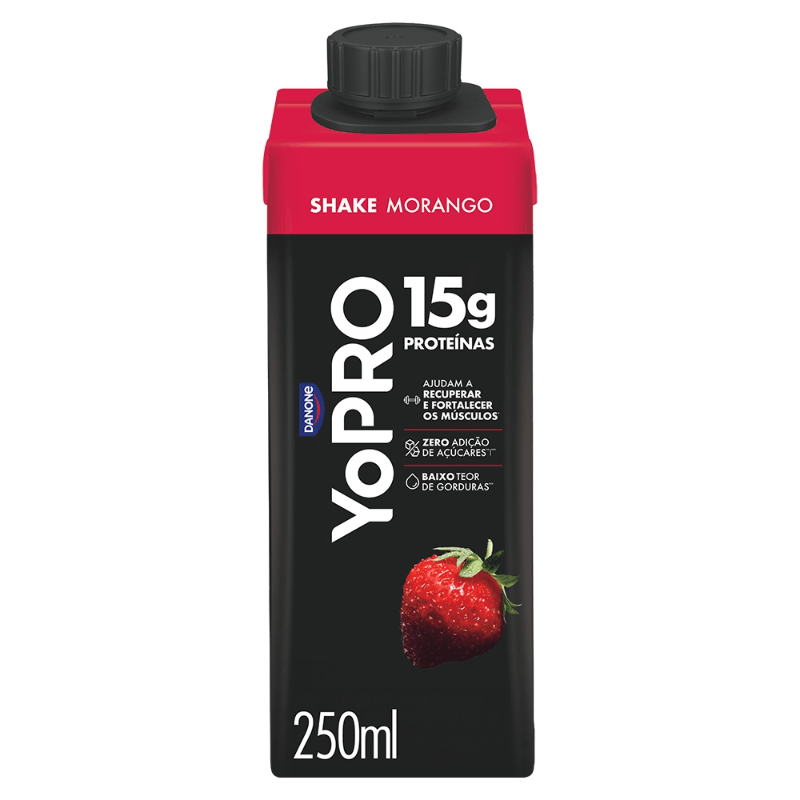 Bebida Lactea UHT Morango Zero Lactose Yopro Shake 250ml
