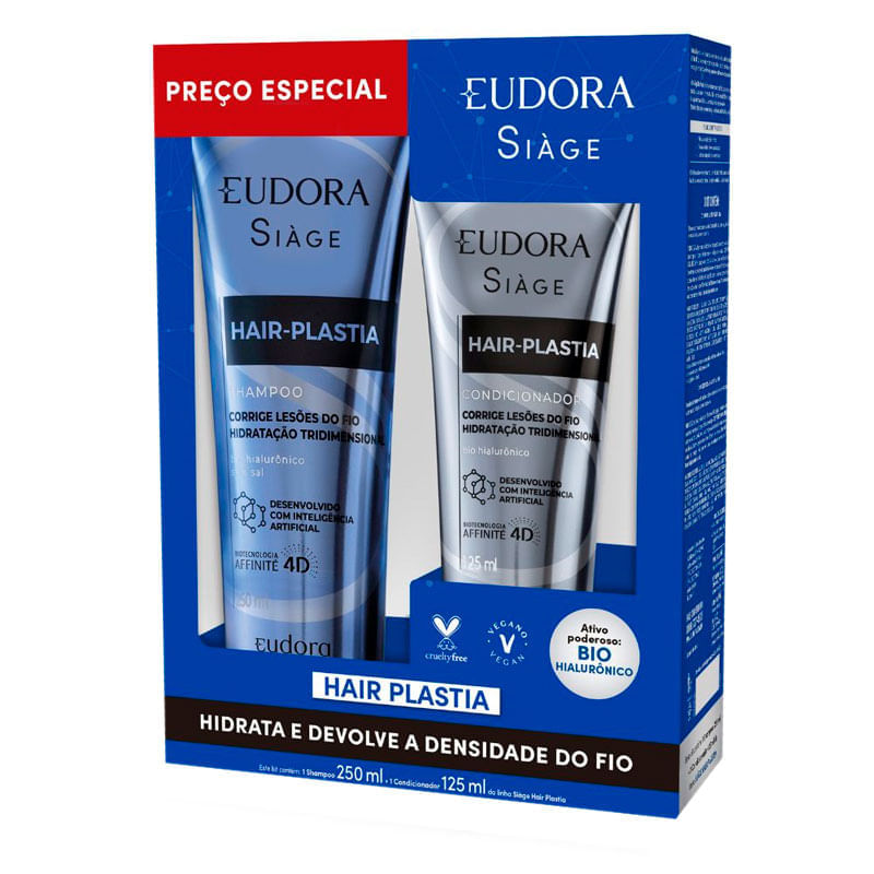 Pack Shampoo 250ml + Condicionador 125ml Hair Plastia Eudora Siage