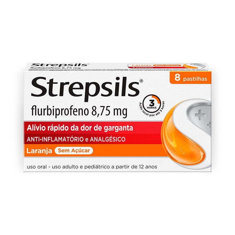 Strepsils Laranja Sem Acucar c/8 Pastilhas