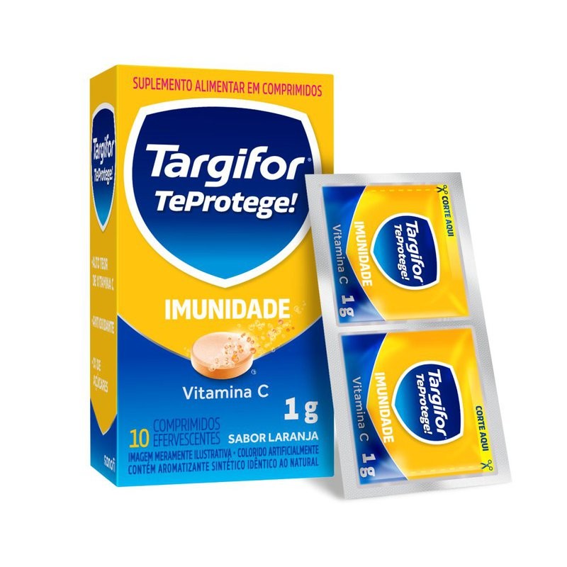 Suplemento Alimentar Targifor Cewin Vitamina C 1mg Sabor Laranja Com 10 Comprimidos Efervescentes