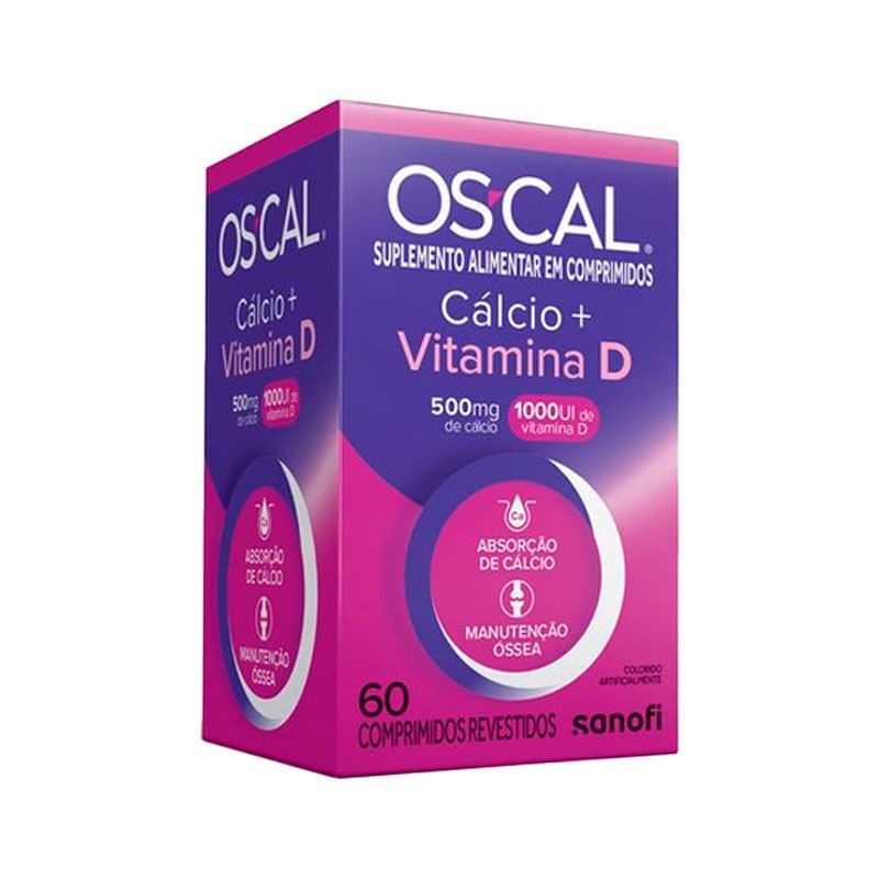 Os-cal D 500mg + 1.000UI c/60 Comprimidos Rev