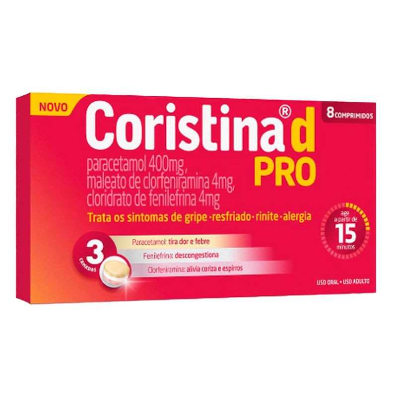 Coristina D Pro 400mg 4mg 4mg c/8 Comprimidos