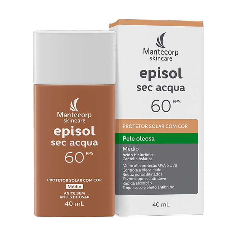 Episol Protetor Solar Facial Sec Acqua Medio Fps60 Frasco 40ml