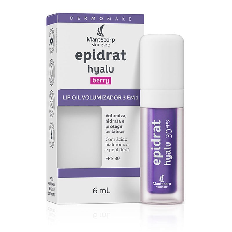 Epidrat Hyalu Lip Oil Volumizador 3 Em 1 Fps30 Berry 6ml