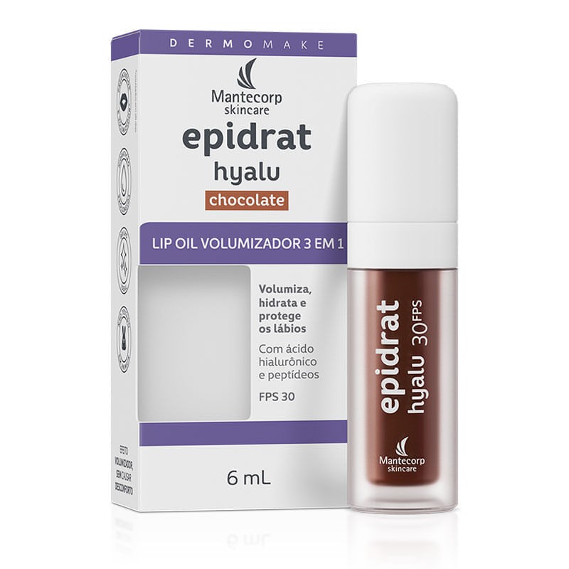 Epidrat Hyalu Lip Oil Volumizador 3 Em 1 Fps30 Chocolate 6ml