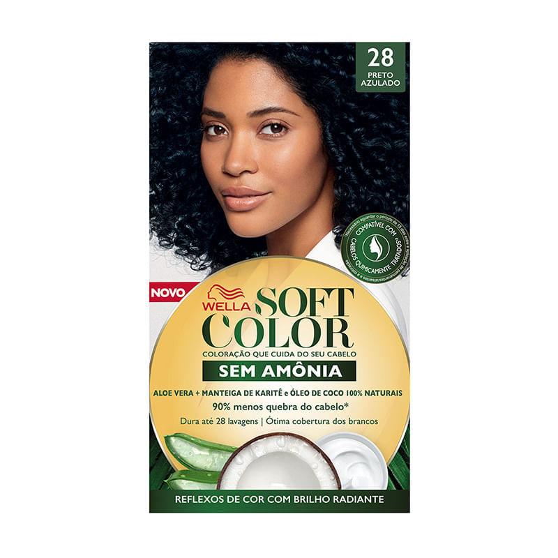 Tintura Capilar Soft Color Cor Preto Azulado 28 Wella