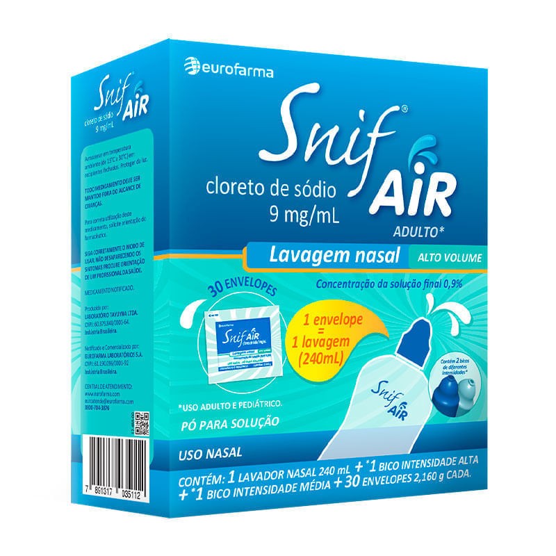 Snif Air Adulto 2,16 G Solução Nasal 30env + Lavador