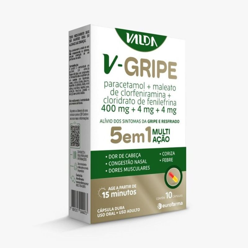 Valda V-gripe c/10 Capsulas 400mg+4g+45g