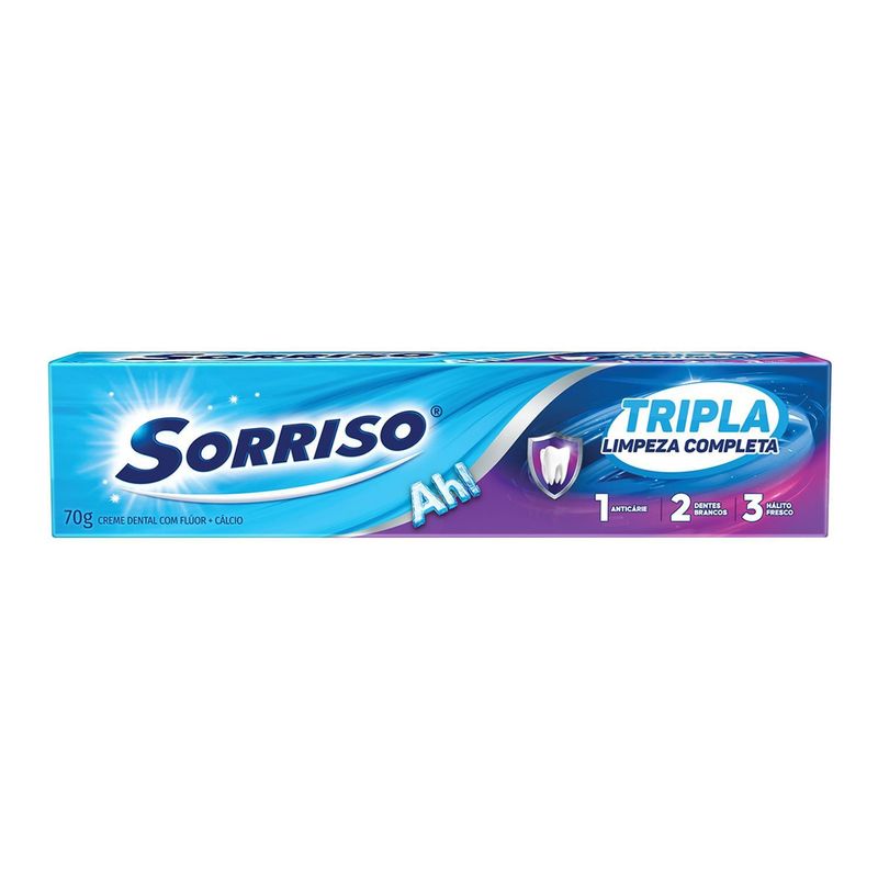 Creme Dental Sorriso Tripla Limpeza Completa Caixa 70g Com 12
