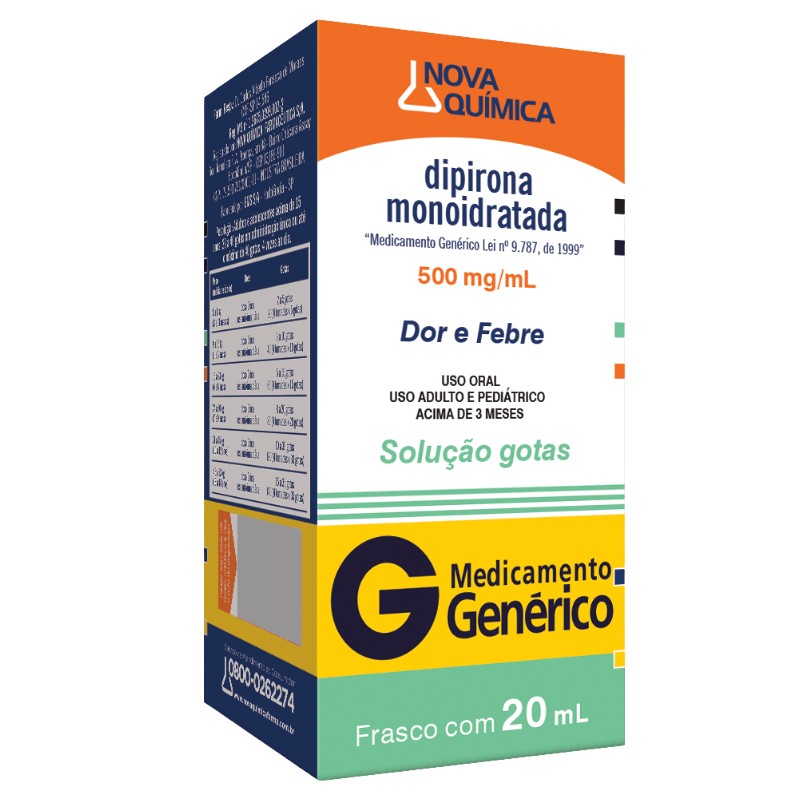 Dipirona Sódica 500mg gotas 20ml Nova Química