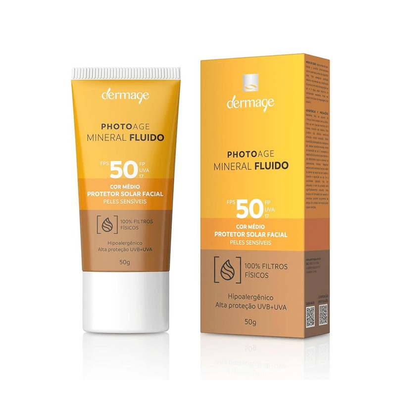 Photoage Mineral Fluido Protetor Solar Medio Pele Sensivel Fps50 Dermage 50g