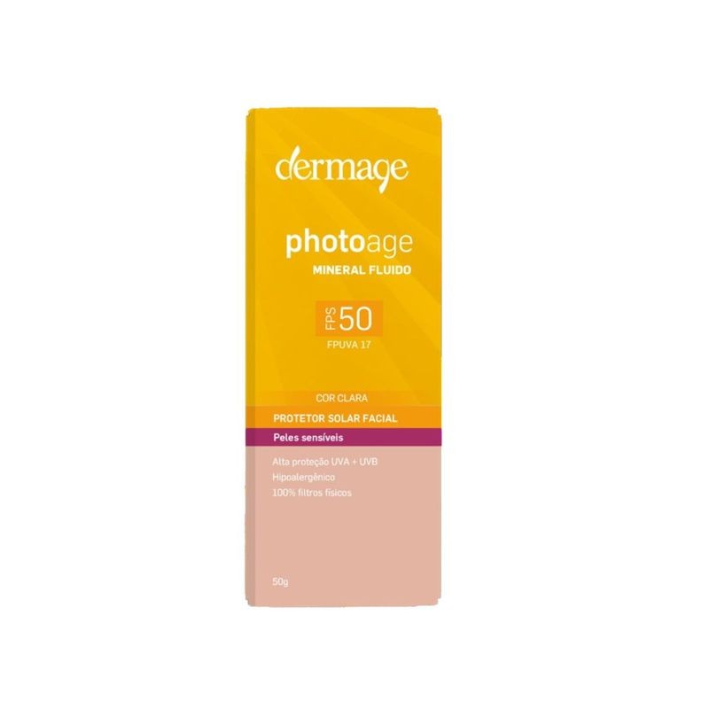 Photoage Mineral Fluido Protetor Solar Claro Pele Sensivel Fps50 Dermage 50g