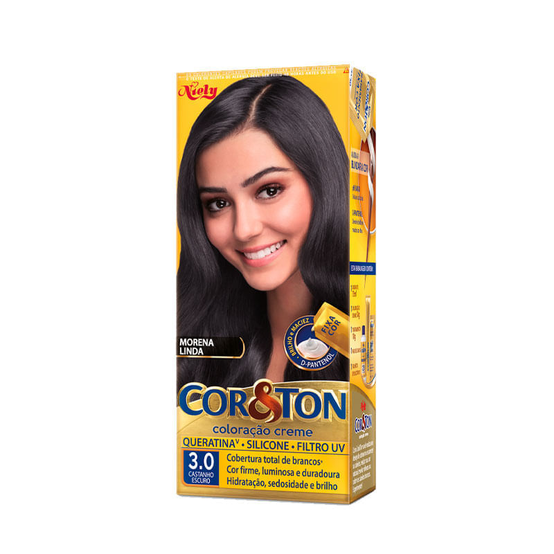 Tintura Capilar Permanente Niely Cor&Ton Cor 3.0 Castanho Escuro
