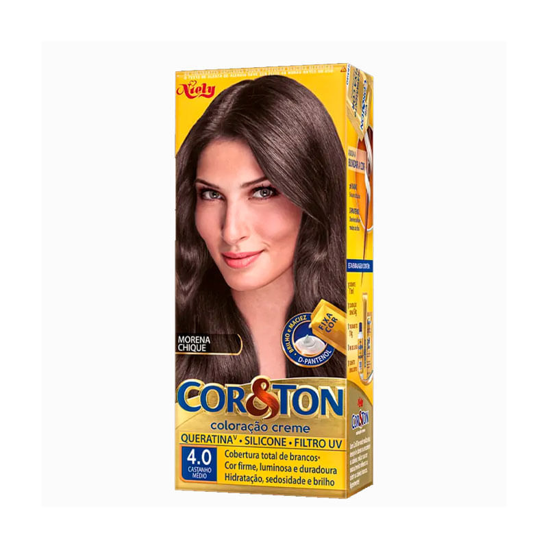 Tintura Capilar Permanente Niely Cor&Ton Cor 4.0 Castanho Medio