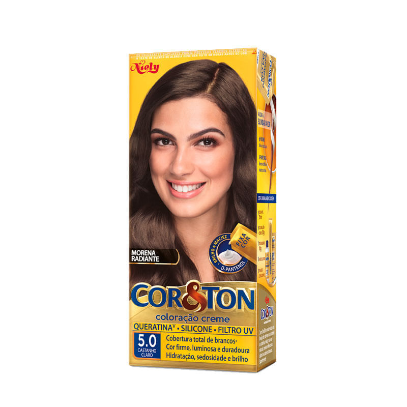 Tintura Capilar Permanente Niely Cor&Ton Cor 5.0 Castanho Claro