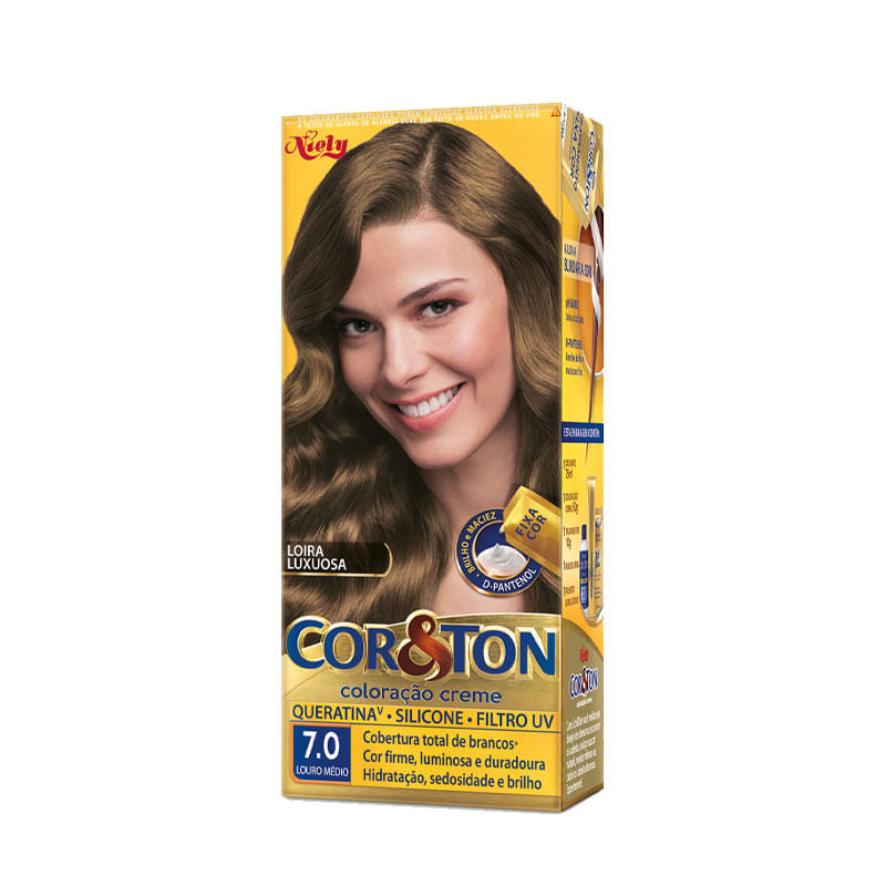 Tintura Capilar Permanente Niely Cor&Ton Cor 7.0 Louro Medio