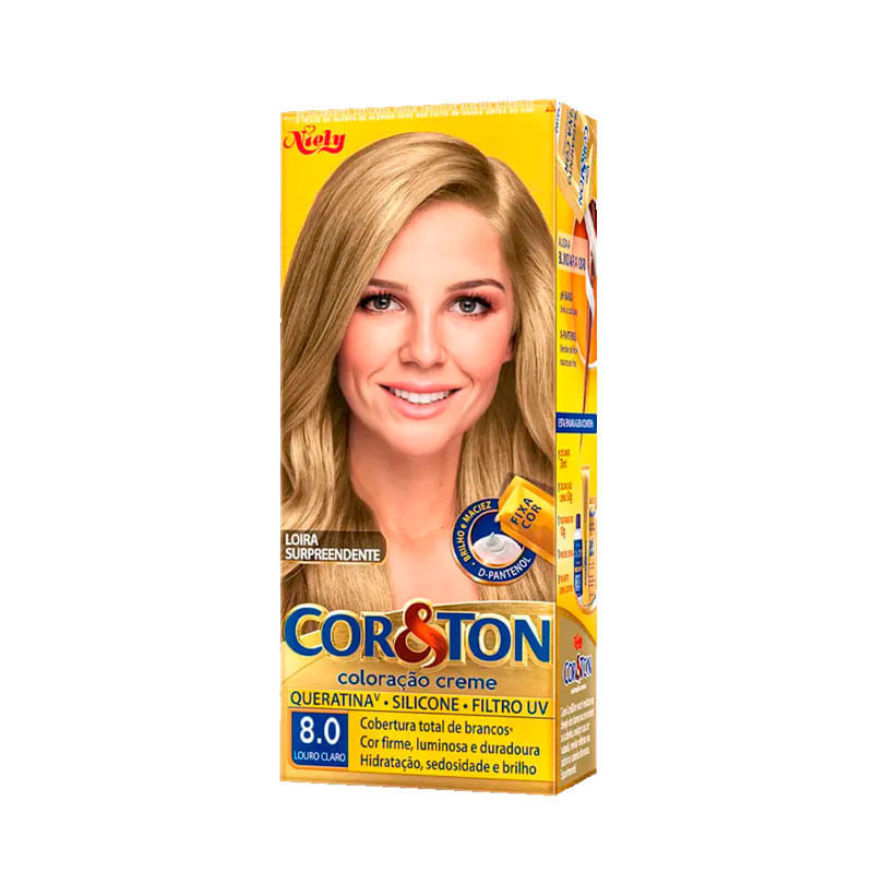 Tintura Capilar Permanente Niely Cor&Ton Cor 8.0 Louro Claro