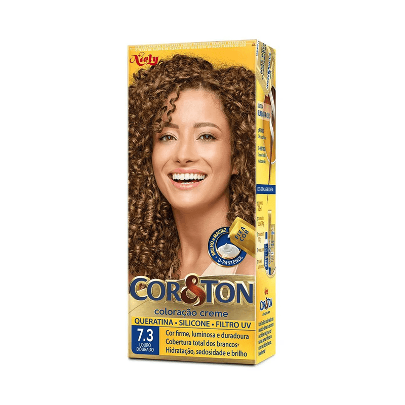Tintura Capilar Permanente Niely Cor&Ton Cor 7.3 Louro Dourado