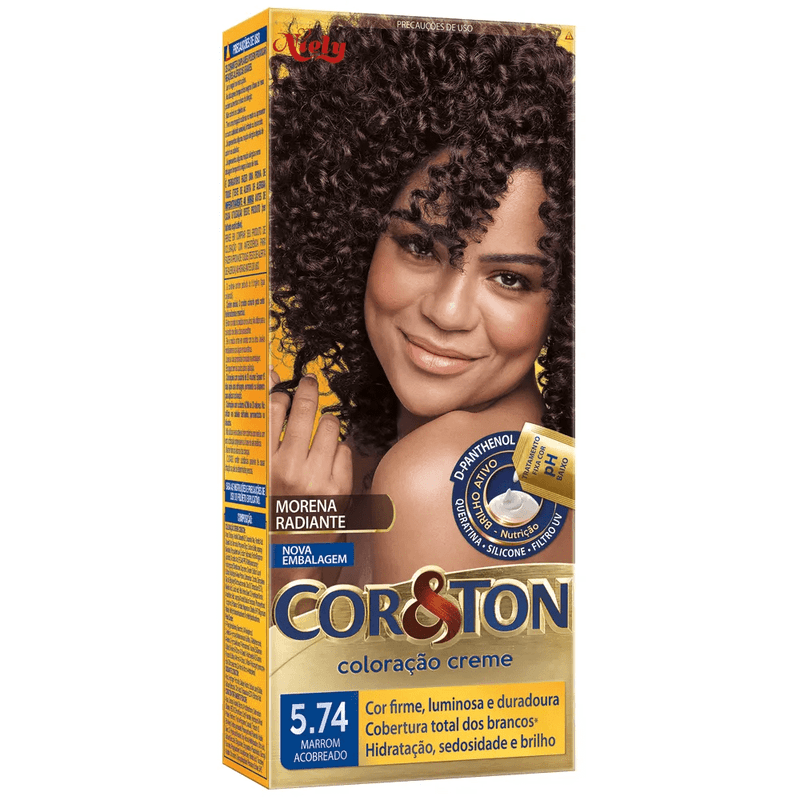 Tintura Capilar Permanente Niely Cor&Ton Cor 5.74 Marrom Acobreado