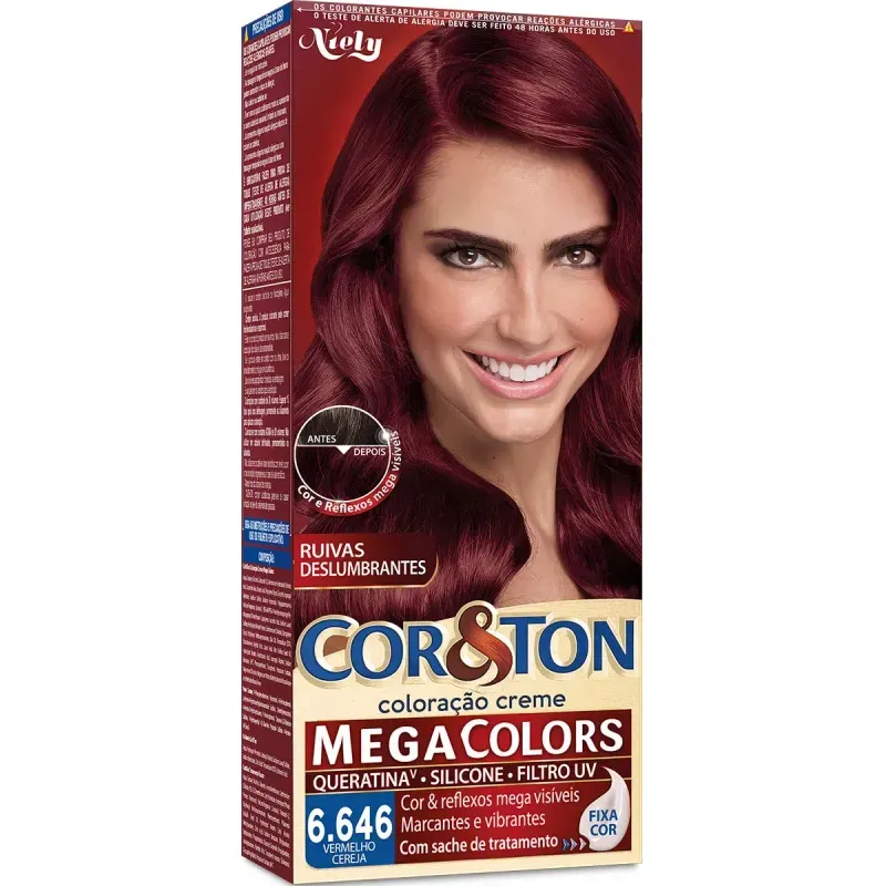 Tintura Capilar Permanente Niely Cor&Ton Cor 6.646 Vermelho Cereja