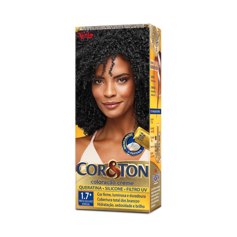 Tintura Capilar Permanente Niely Cor&Ton Cor 1.7+ Preto Azulado Especial