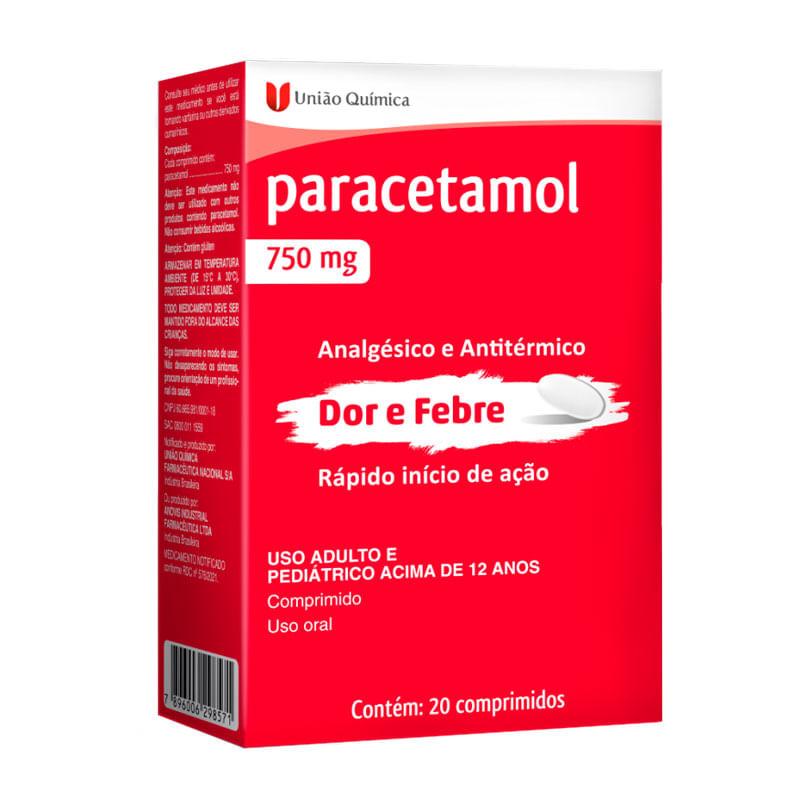 Paracetamol 750mg 20 comprimidos Farmace