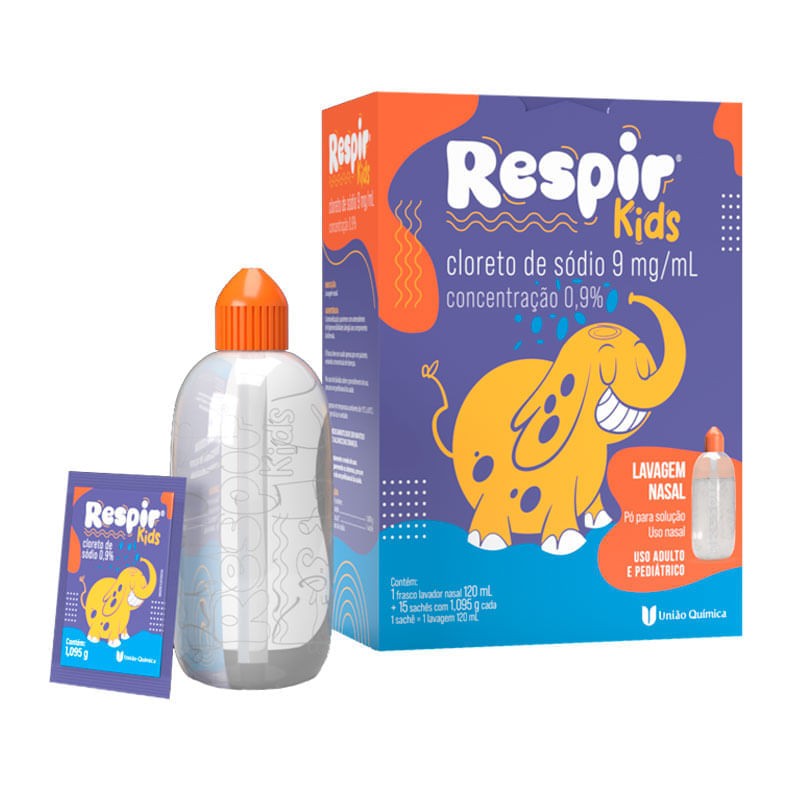 Kit Respir Kids Cloreto De Sodio 0.9% Po Para Solucao Nasal Com 15 Saches De 1.095g Cada + Frasco Co