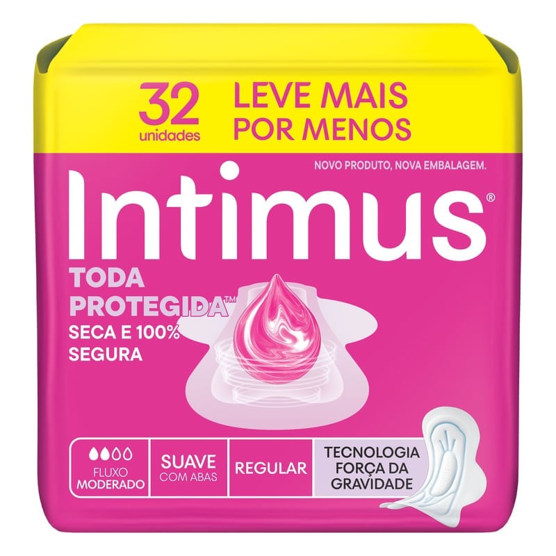 Absorvente Intimus Gel com Abas Suave 32 un