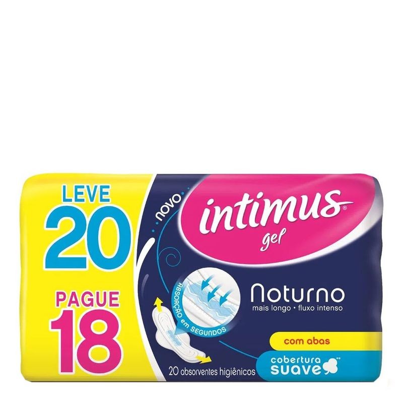 Absorvente Intimus Gel Noturno 20 un Suave com Abas
